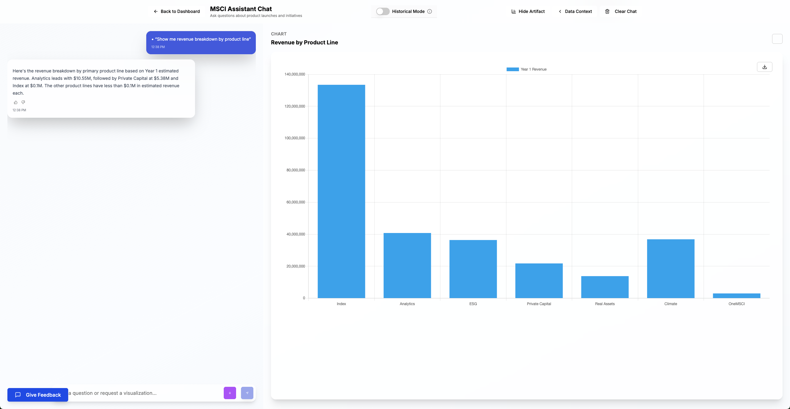 MSCI AI chatbot helping team members understand goal connections
